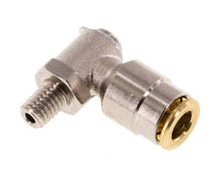 6mm x M 6 (conical) 90deg Elbow Push-in Fitting with Male Threads Brass NBR RotatableHigh Pressure