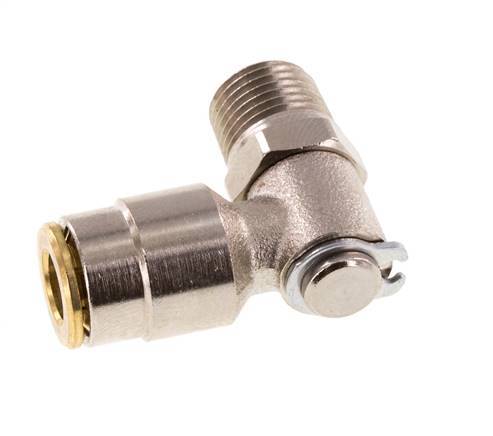 6mm x M 10 x 1 (conical) 90deg Elbow Push-in Fitting with Male Threads Brass NBR RotatableHigh Pressure