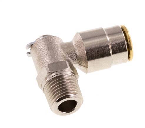 6mm x M 10 x 1 (conical) 90deg Elbow Push-in Fitting with Male Threads Brass NBR RotatableHigh Pressure