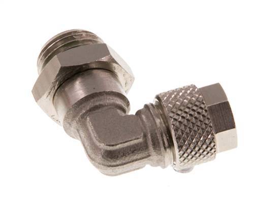 8x6 & G1/4'' Nickel plated Brass Elbow Push-on Fitting with Male Threads FKM Rotatable [2 Pieces]