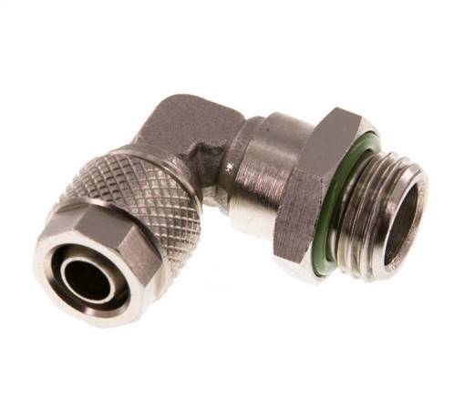 8x6 & G1/4'' Nickel plated Brass Elbow Push-on Fitting with Male Threads FKM Rotatable [2 Pieces]