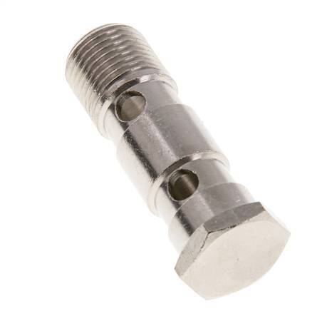 2-way nickel-plated Brass Banjo Bolt with G1/2'' Male Threads L62.5mm