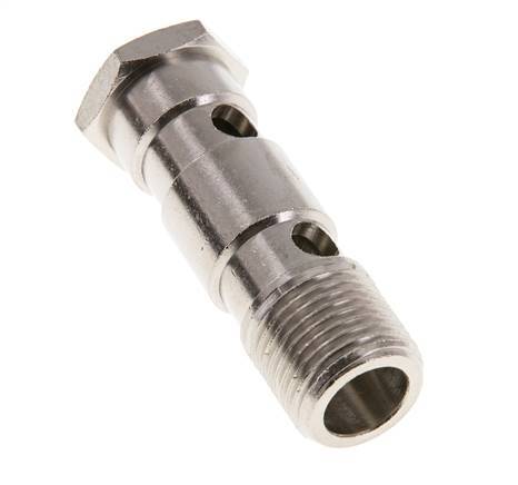 2-way nickel-plated Brass Banjo Bolt with G1/2'' Male Threads L62.5mm