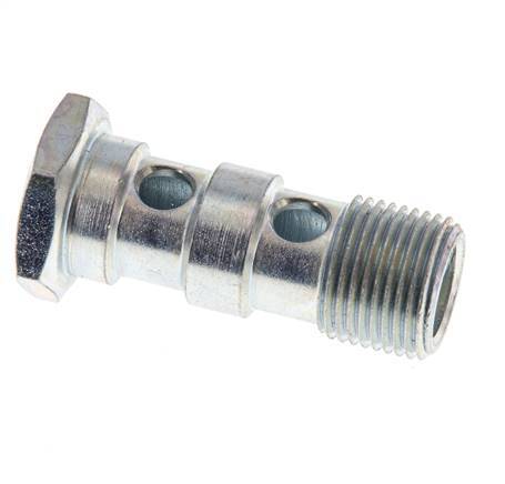2-way zinc plated Steel Banjo Bolt with G3/8'' Male Threads L43mm