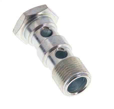 2-way zinc plated Steel Banjo Bolt with G3/8'' Male Threads L43mm