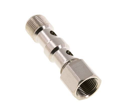 2-way nickel-plated Brass Banjo Bolt with G3/8'' Male and Female Threads L53.8mm