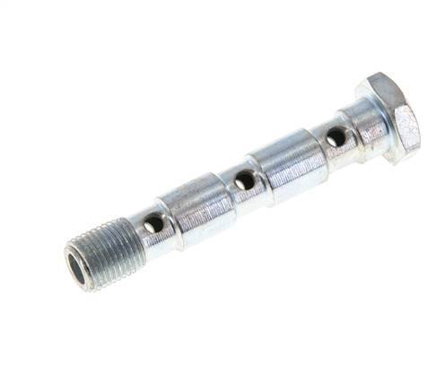3-way zinc plated Steel Banjo Bolt with G1/8'' Male Threads L55mm [2 Pieces]