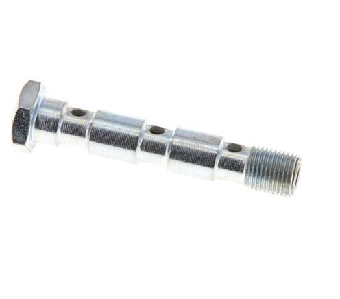 3-way zinc plated Steel Banjo Bolt with G1/8'' Male Threads L55mm [2 Pieces]