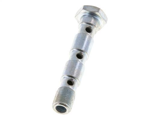 3-way zinc plated Steel Banjo Bolt with G1/8'' Male Threads L55mm [2 Pieces]