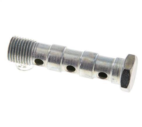3-way zinc plated Steel Banjo Bolt with G1/4'' Male Threads L57mm