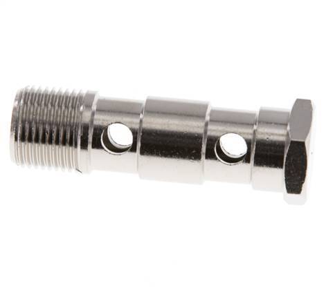 2-way nickel-plated Brass Banjo Bolt with G3/8'' Male Threads L53.5mm