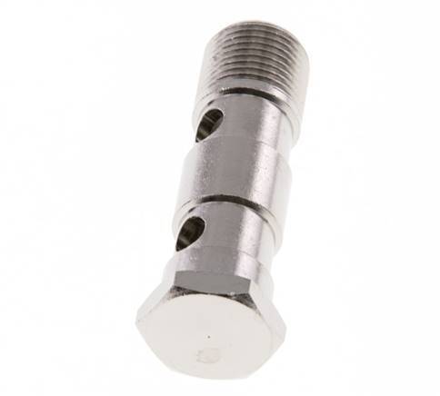 2-way nickel-plated Brass Banjo Bolt with G3/8'' Male Threads L53.5mm