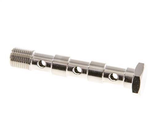 3-way nickel-plated Brass Banjo Bolt with G1/8'' Male Threads L57mm [2 Pieces]