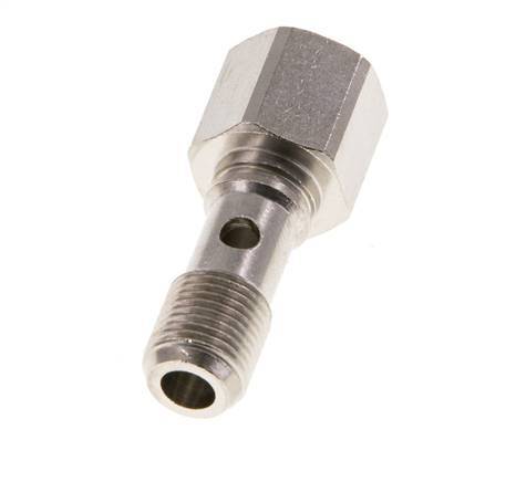 1-way nickel-plated Brass Banjo Bolt with G1/8'' Male and Female Threads L24mm [2 Pieces]