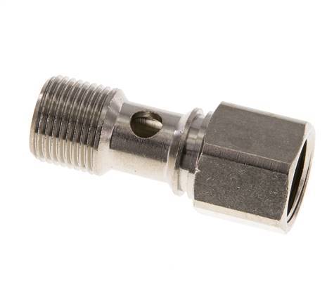 1-way nickel-plated Brass Banjo Bolt with G3/8'' Male and Female Threads L32mm