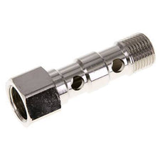 2-way nickel-plated Brass Banjo Bolt with G1/2'' Male and Female Threads L62.5mm