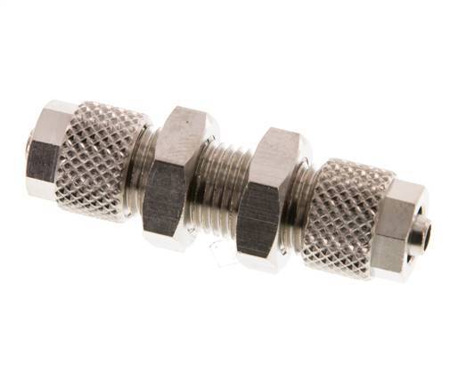 6x4 Nickel plated Brass Straight Push-on Fitting Bulkhead [2 Pieces]