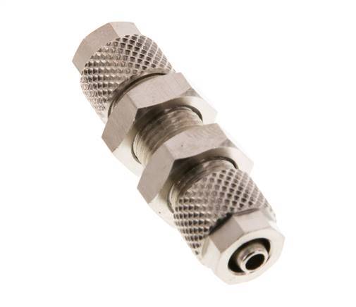 6x4 Nickel plated Brass Straight Push-on Fitting Bulkhead [2 Pieces]