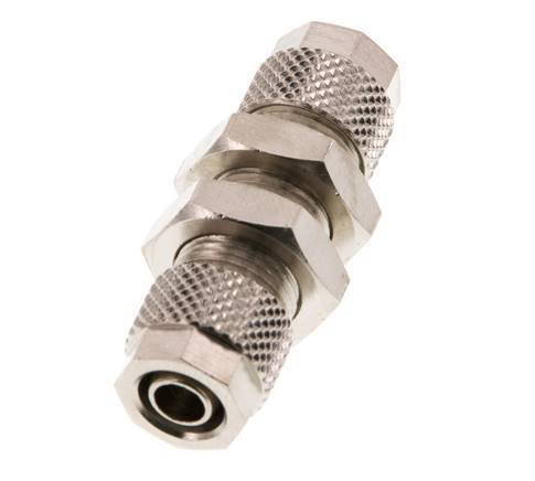 8x6 Nickel plated Brass Straight Push-on Fitting Bulkhead [2 Pieces]