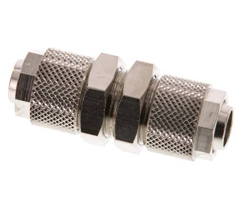 12x10 Nickel plated Brass Straight Push-on Fitting Bulkhead