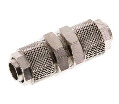 12x10 Nickel plated Brass Straight Push-on Fitting Bulkhead