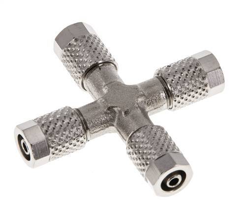 5x3 Nickel plated Brass Cross Push-on Fitting