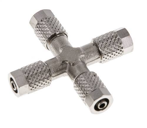 5x3 Nickel plated Brass Cross Push-on Fitting