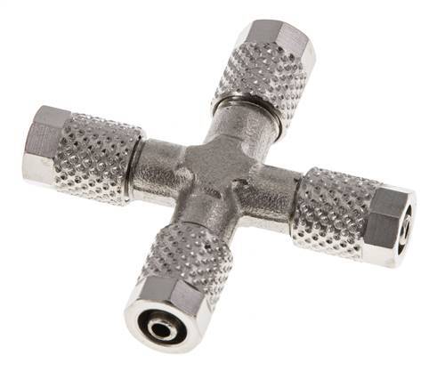 5x3 Nickel plated Brass Cross Push-on Fitting