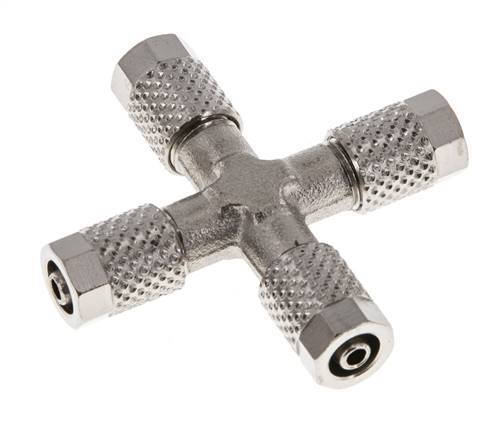 5x3 Nickel plated Brass Cross Push-on Fitting