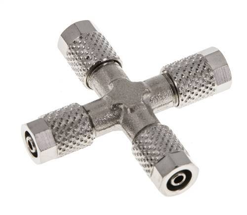 5x3 Nickel plated Brass Cross Push-on Fitting