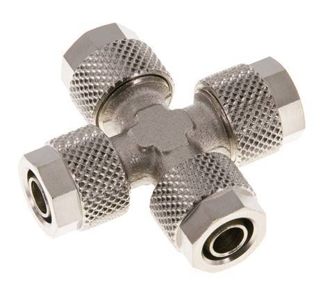 8x6 Nickel plated Brass Cross Push-on Fitting