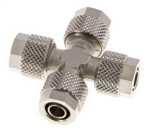 8x6 Nickel plated Brass Cross Push-on Fitting