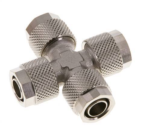 10x8 Nickel plated Brass Cross Push-on Fitting