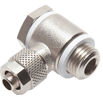 6x4 & G1/8'' Nickel plated Brass Banjo Push-on Fitting with Male Threads with O-ring Rotatable [2 Pieces]