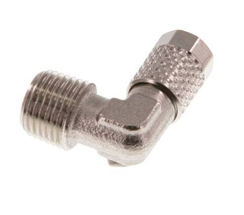 5x3 & R1/8'' Nickel plated Brass Elbow Push-on Fitting with Male Threads [5 Pieces]