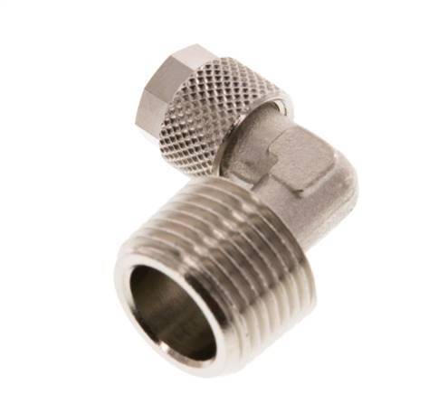 6x4 & R3/8'' Nickel plated Brass Elbow Push-on Fitting with Male Threads [2 Pieces]