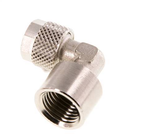 8x6 & G1/4'' Nickel plated Brass Elbow Push-on Fitting with Female Threads [2 Pieces]