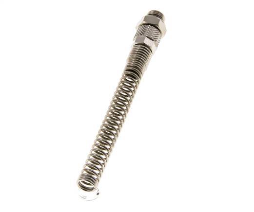 6x4 & G1/8'' Nickel plated Brass Straight Push-on Fitting with Male Threads Bend Protection [2 Pieces]