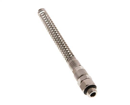 6x4 & G1/8'' Nickel plated Brass Straight Push-on Fitting with Male Threads Rotatable Bend Protection [2 Pieces]