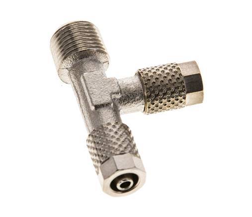 5x3 & R1/8'' Nickel Plated Brass Right Angle Tee Push-on Fitting with Male Threads [2 Pieces]