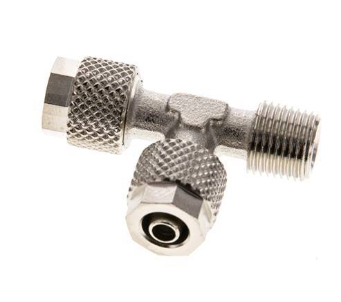6x4 & R1/8'' Nickel Plated Brass Right Angle Tee Push-on Fitting with Male Threads [2 Pieces]