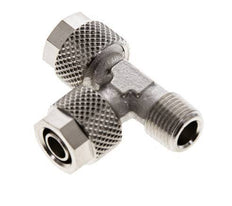 8x6 & R1/8'' Nickel Plated Brass Right Angle Tee Push-on Fitting with Male Threads [2 Pieces]