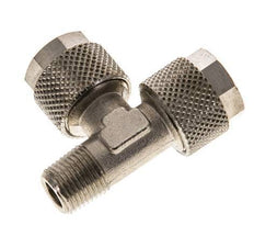 10x8 & R1/8'' Nickel Plated Brass Right Angle Tee Push-on Fitting with Male Threads [2 Pieces]