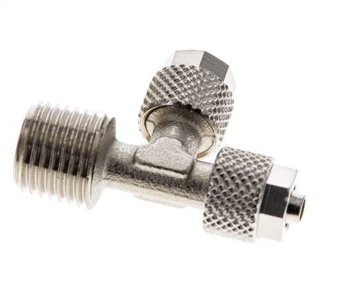 6x4 & R1/4'' Nickel Plated Brass Right Angle Tee Push-on Fitting with Male Threads [2 Pieces]