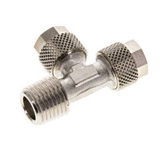8x6 & R1/4'' Nickel Plated Brass Right Angle Tee Push-on Fitting with Male Threads [2 Pieces]