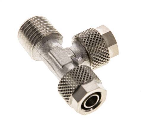 8x6 & R1/4'' Nickel Plated Brass Right Angle Tee Push-on Fitting with Male Threads [2 Pieces]