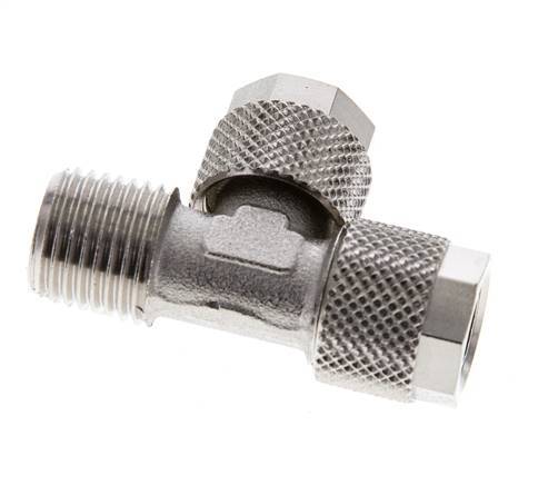 10x8 & R1/4'' Nickel Plated Brass Right Angle Tee Push-on Fitting with Male Threads [2 Pieces]
