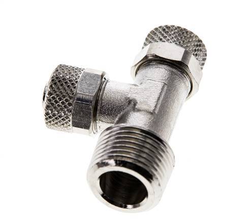 8x6 & R3/8'' Nickel Plated Brass Right Angle Tee Push-on Fitting with Male Threads