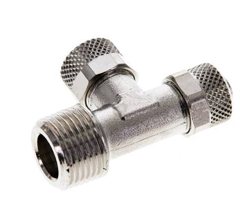 8x6 & R3/8'' Nickel Plated Brass Right Angle Tee Push-on Fitting with Male Threads