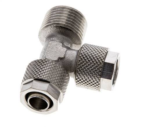 10x8 & R3/8'' Nickel Plated Brass Right Angle Tee Push-on Fitting with Male Threads